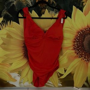 red one piece bathing suit
